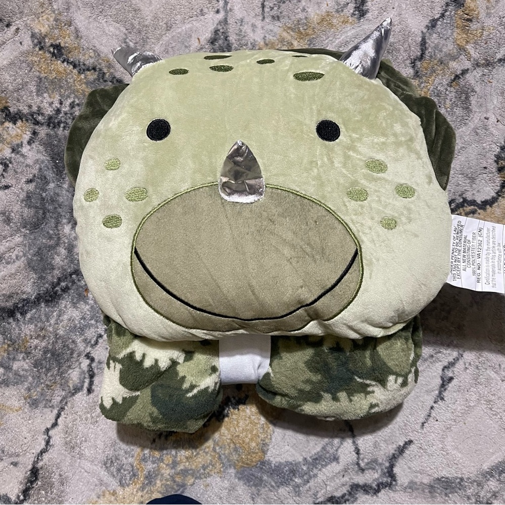 Cuddly Green Dinosaur Plush Toy with Silver
